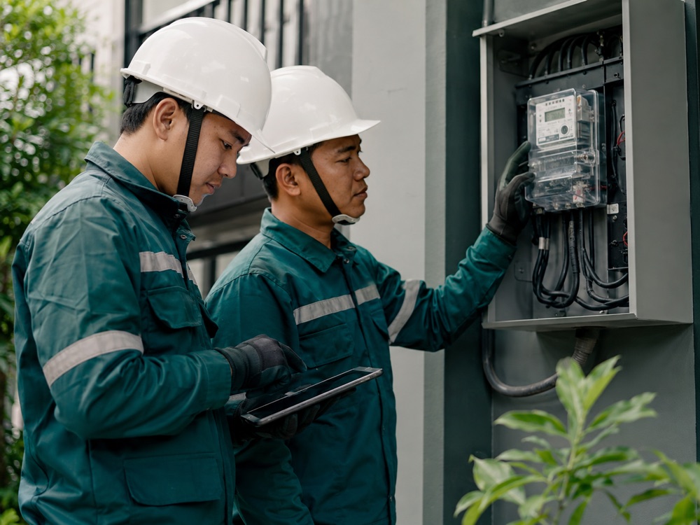 Petugas melakukan pemeriksaan meter listrik